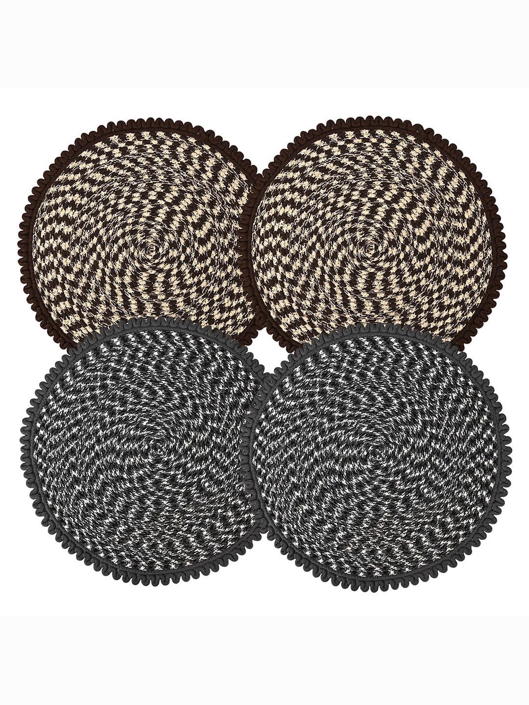 

Kuber Industries Cream & Grey 4 Pieces Round Cotton Doormats