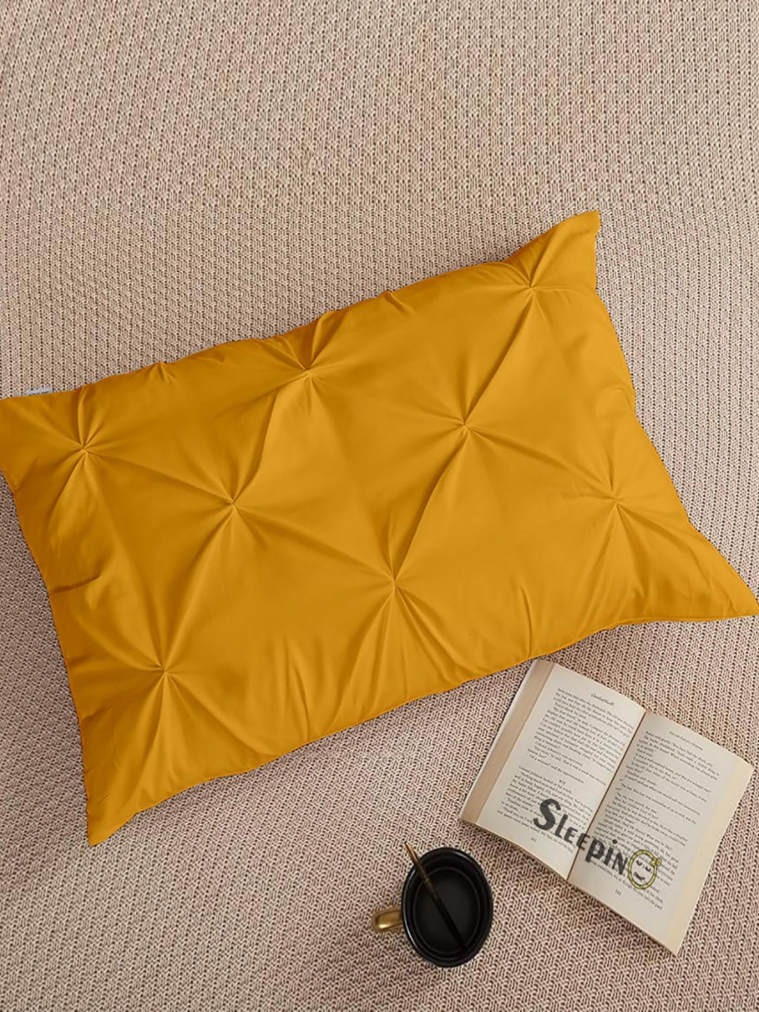 

Sleepino Gold-Toned 1 Pieces Solid Pure Cotton Rectangle Pillow Covers