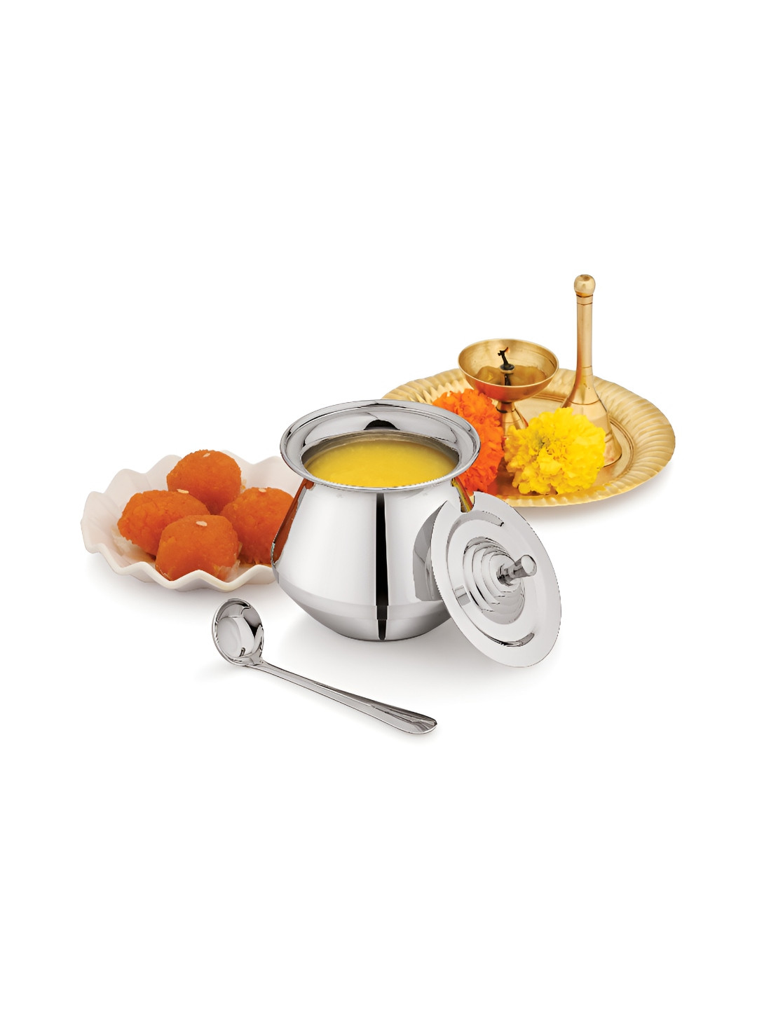 

MUKTI Silver-Toned Stainless Steel Dishwasher Safe Canister Container 500ml