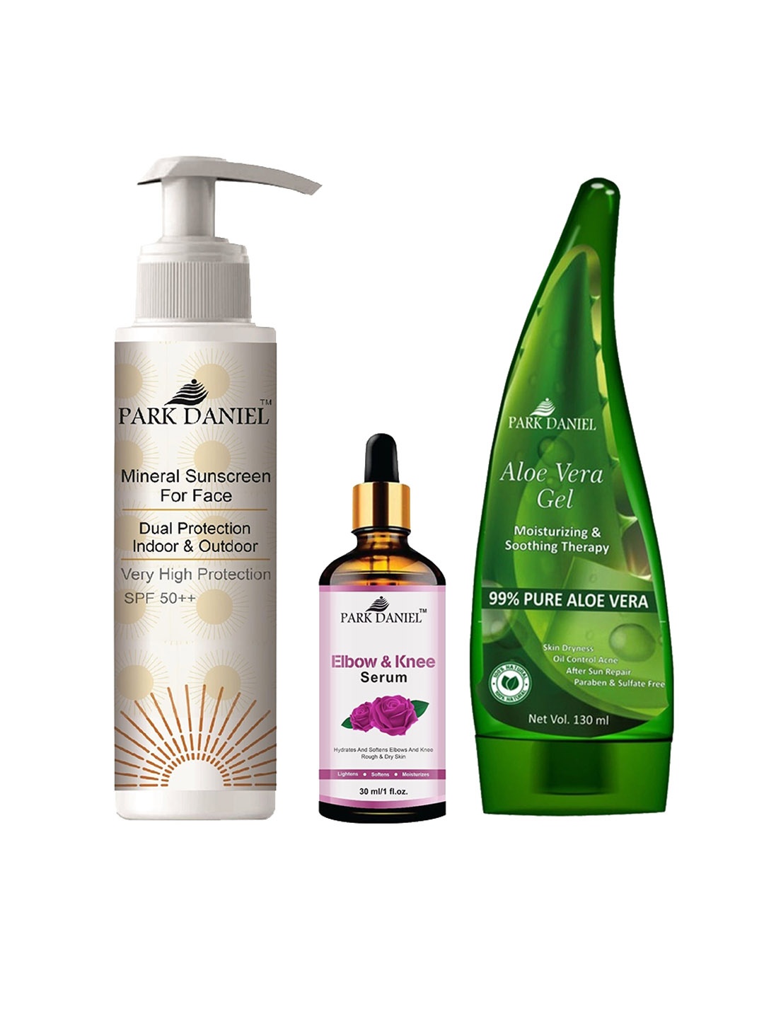 

Park Daniel Set Of 3 Mineral Sunscreen & Aloe Vera Gel With Elbow & Knee Serum, Multi