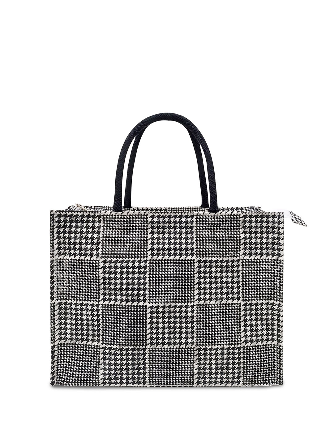 

earthbags Unisex Checked Structured Handheld Bag, Black