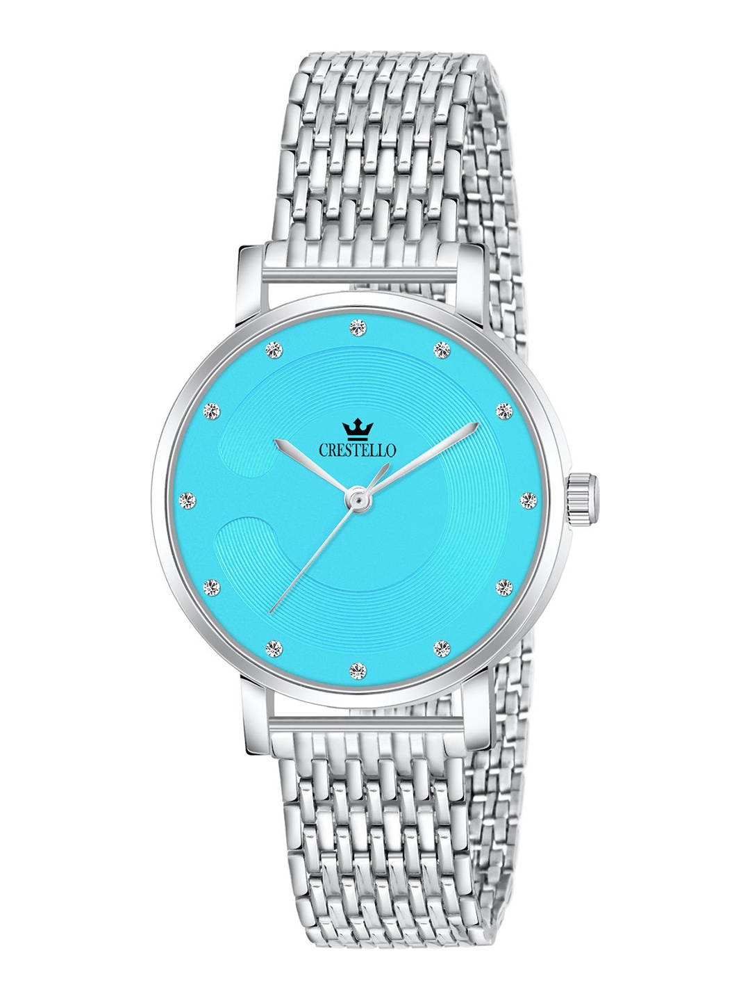

CRESTELLO Women Dial & Stainless Steel Straps Analogue Watch CR-WT159-BLU-CH, Silver