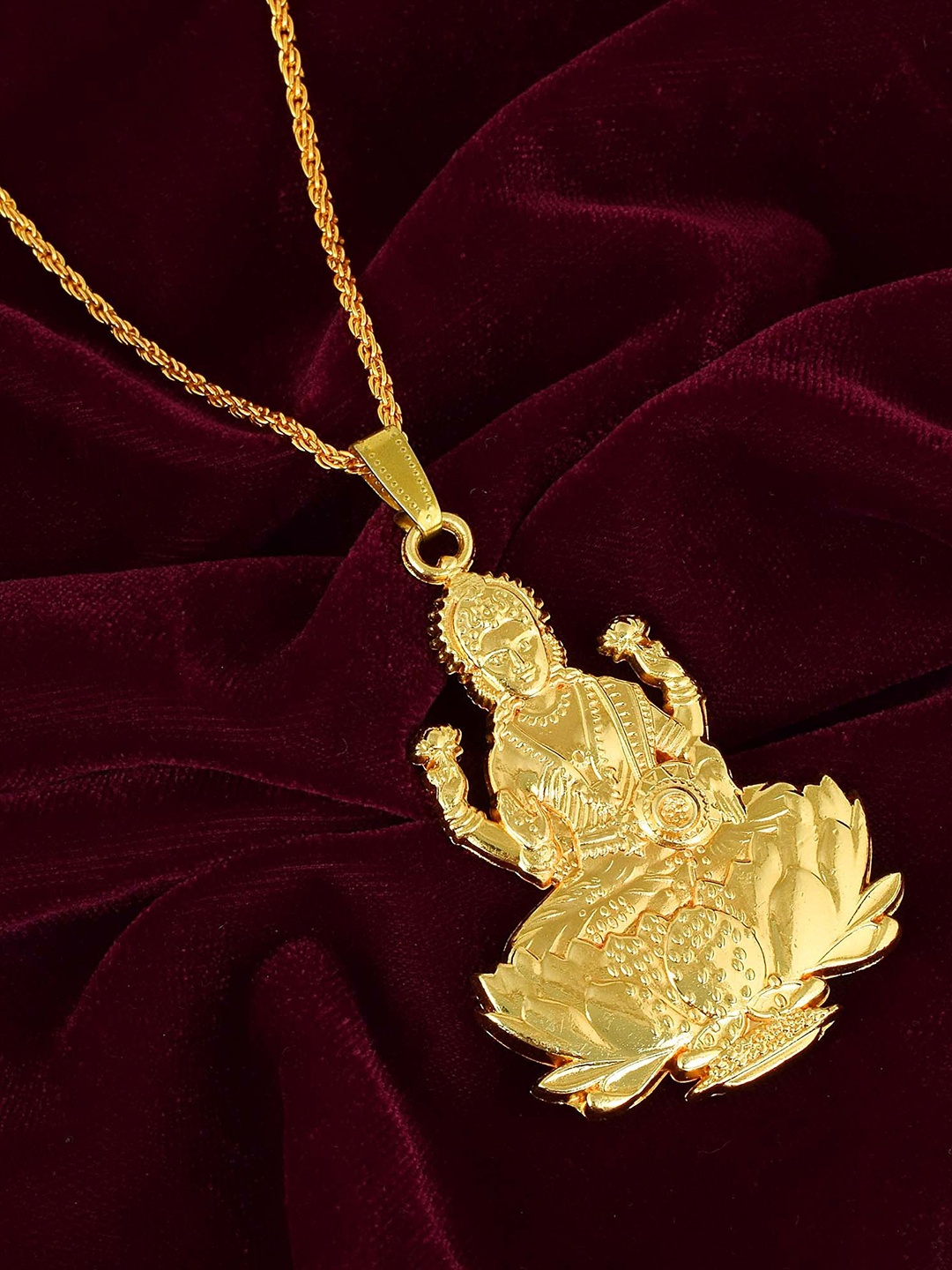 

MEMOIR Men Gold-Plated Both Side Dhan Lakshmi Contemporary Pendant