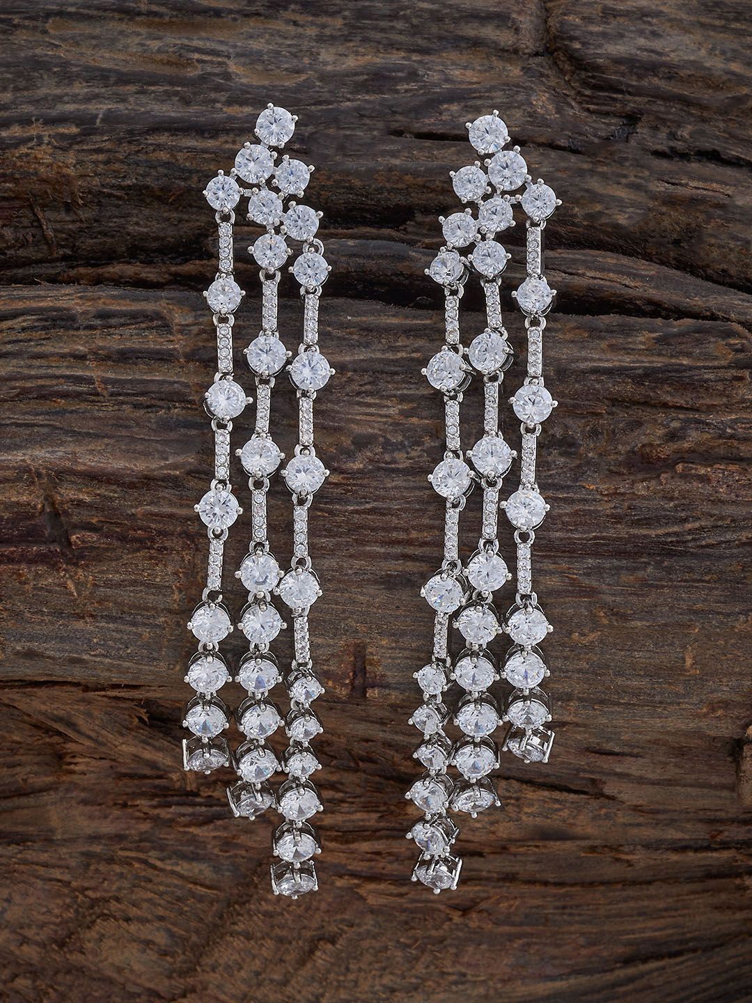 

Kushal's Fashion Jewellery Rhodium-Plated Classic Drop Earrings, White