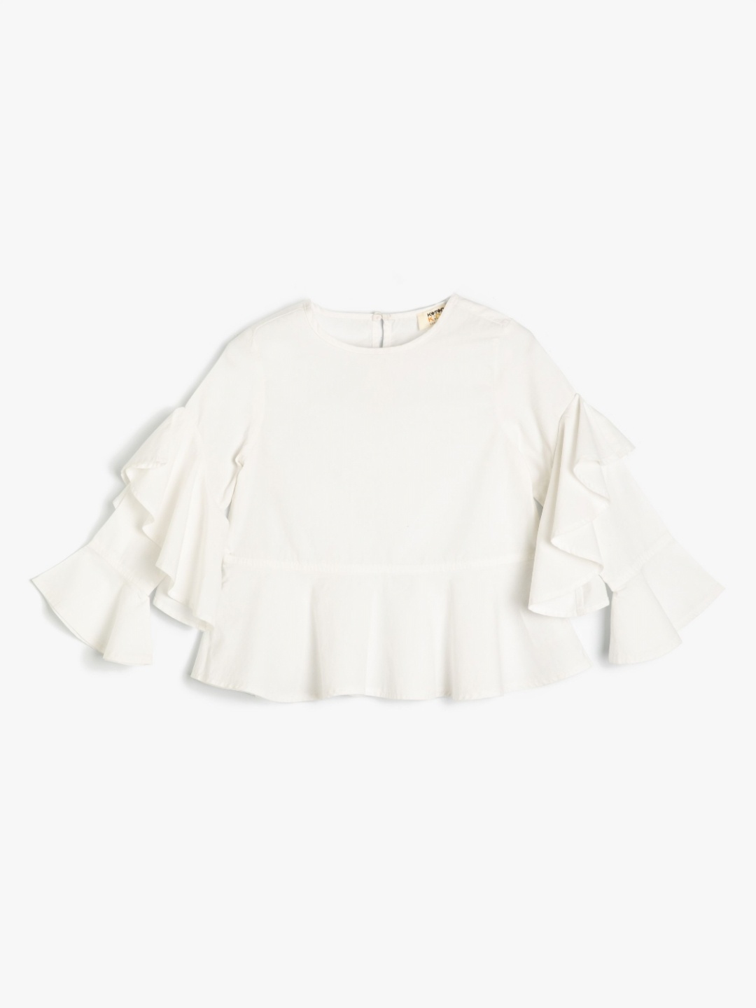

Koton Girls Extended Sleeves Pockets T-shirt, White