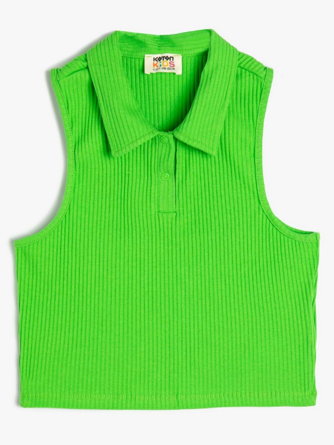 

Koton Girls Solid Polo Collar Cotton T-shirt, Green