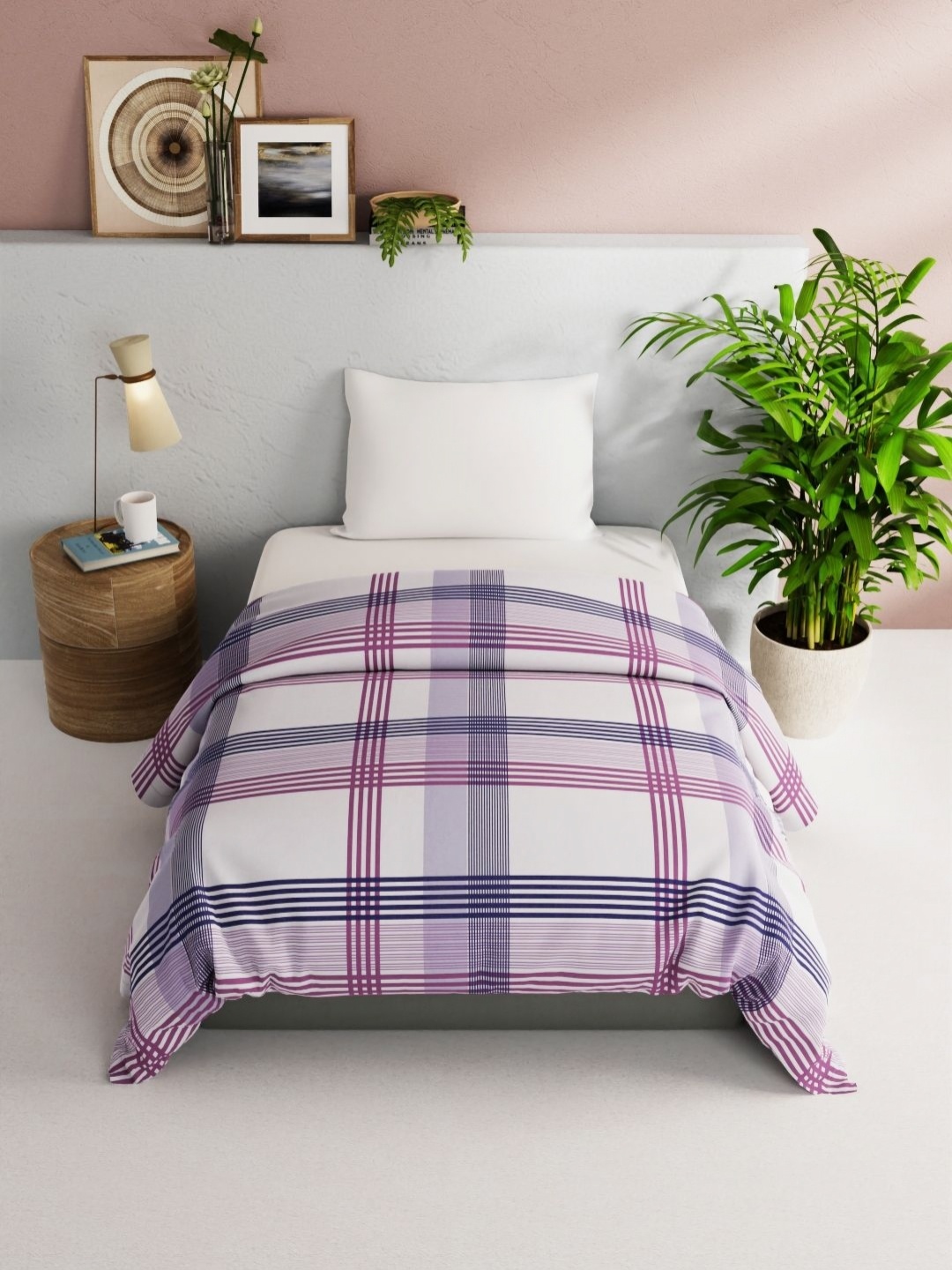 

BIANCA Victoria Purple & White Striped AC Room 150 GSM Pure Cotton Single Bed Comforter