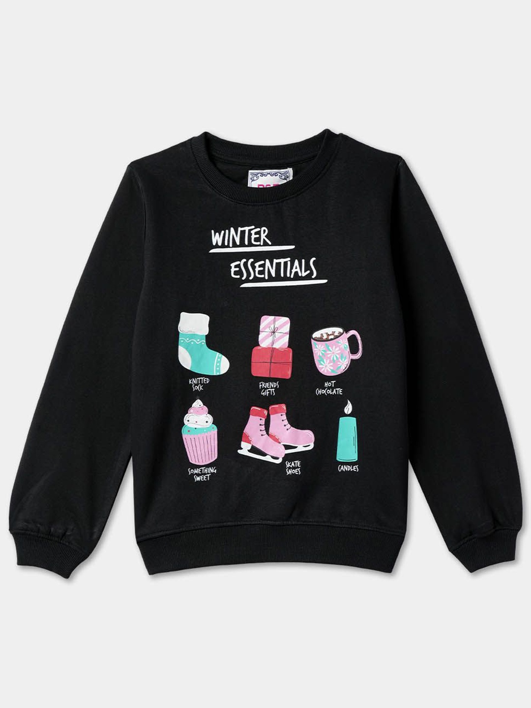 

R&B Girls Printed Sweatshirt, Black
