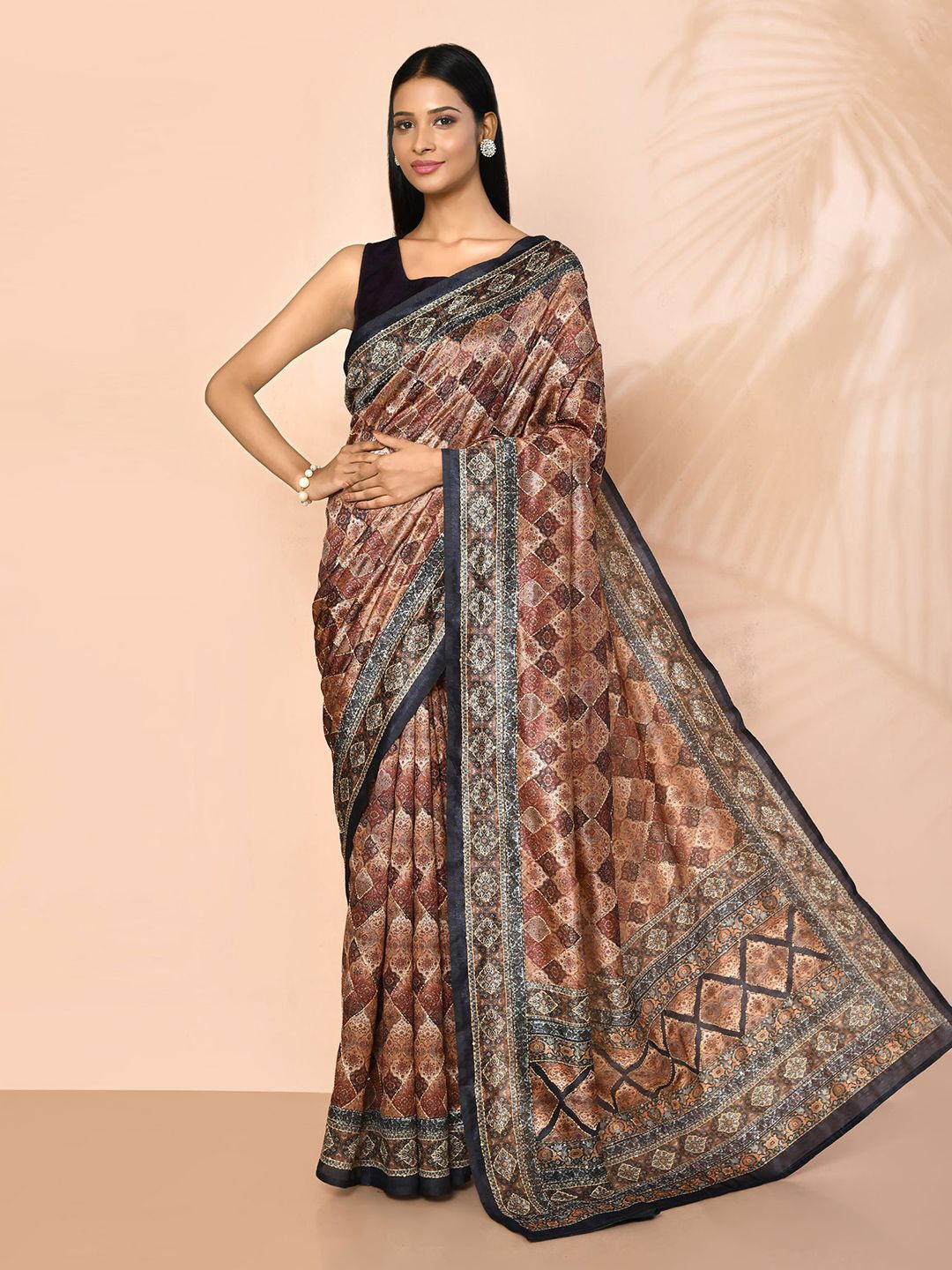 

Nazaakat by Samara Singh Ethnic Motifs Art Silk Saree, Brown