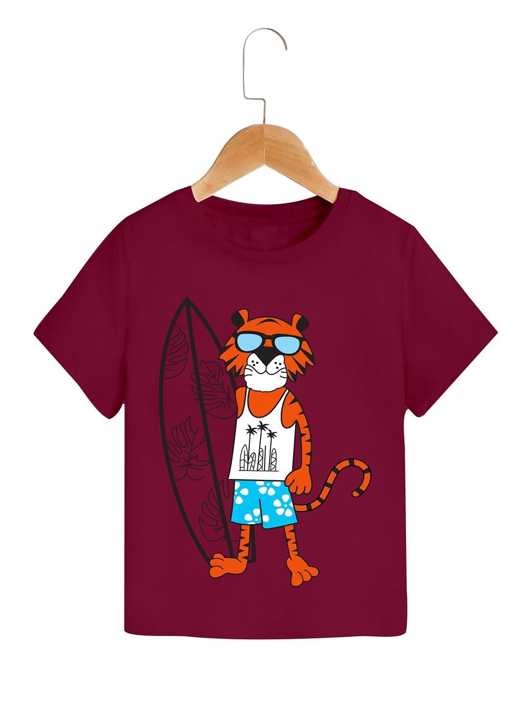 

Manlino Boys Graphic Printed Round Neck Cotton T-shirt, Maroon