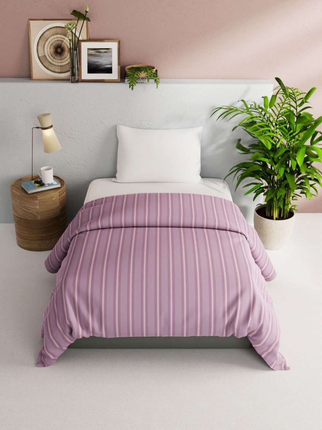 

BIANCA Purple Striped AC Room 150 GSM Cotton Single Bed Comforter