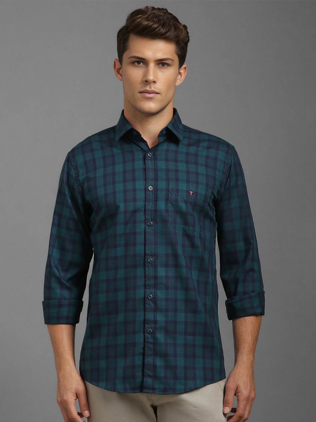 

Louis Philippe Sport Men Slim Fit Opaque Checked Casual Shirt, Blue