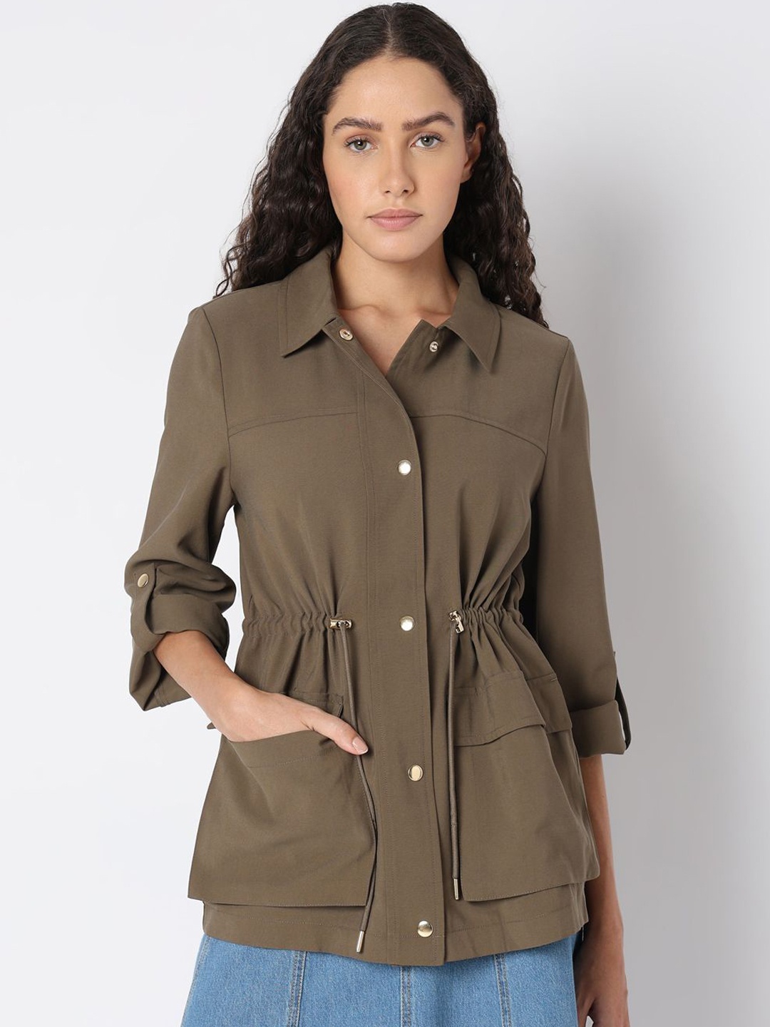 

Vero Moda Women Spread Collar Solid Casual Tailored Jacket, Brown