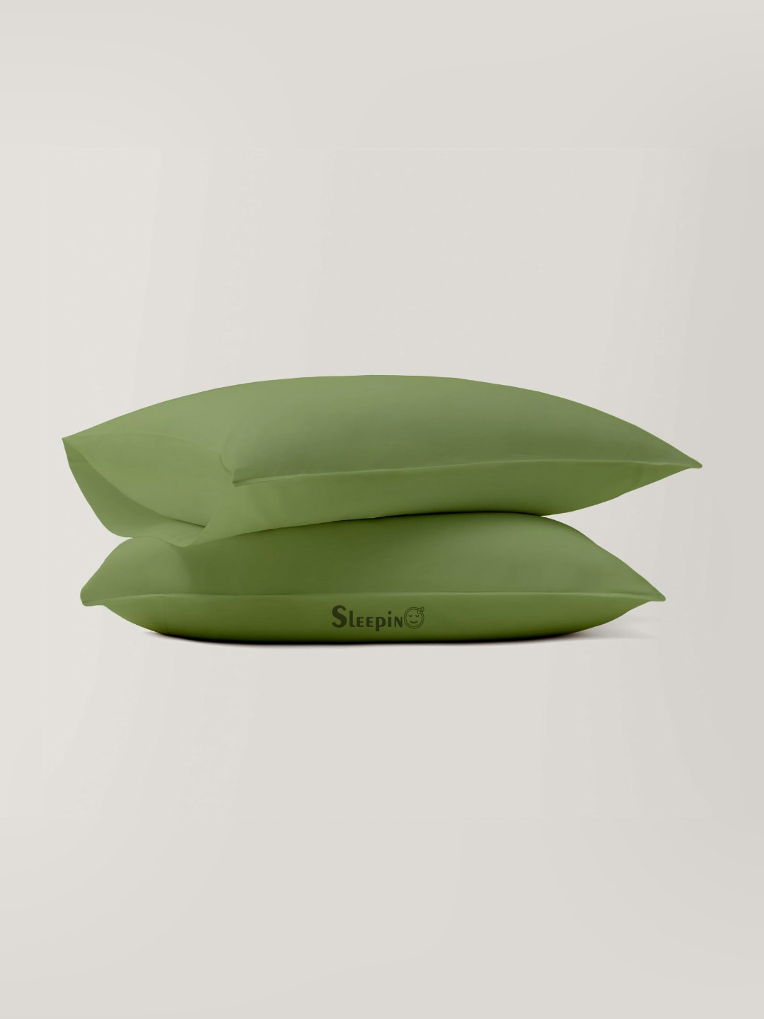 

Sleepino Olive Green 2 Pieces Solid Pure Cotton Rectangle Pillow Covers