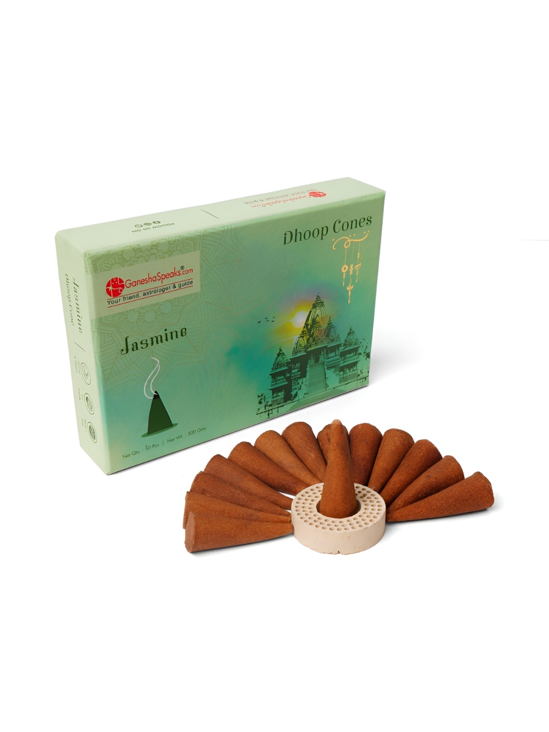 

GaneshaSpeaks Green Wood Jasmine Dhoop Cone