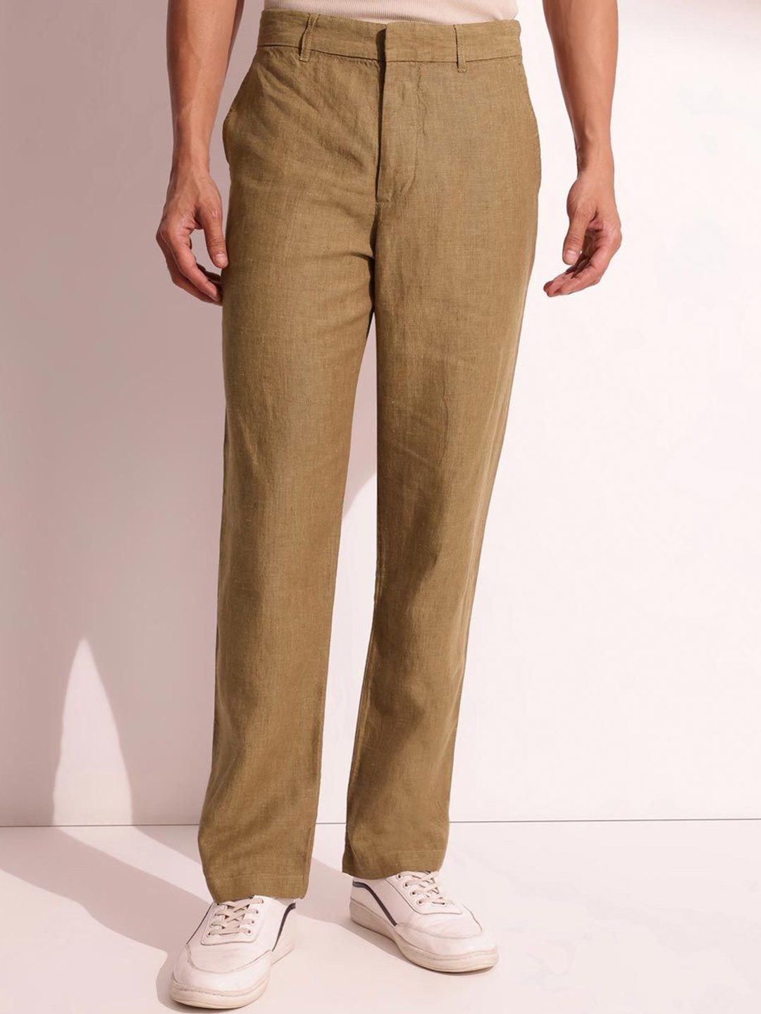 

Fabindia Men Straight Fit Trousers, Olive