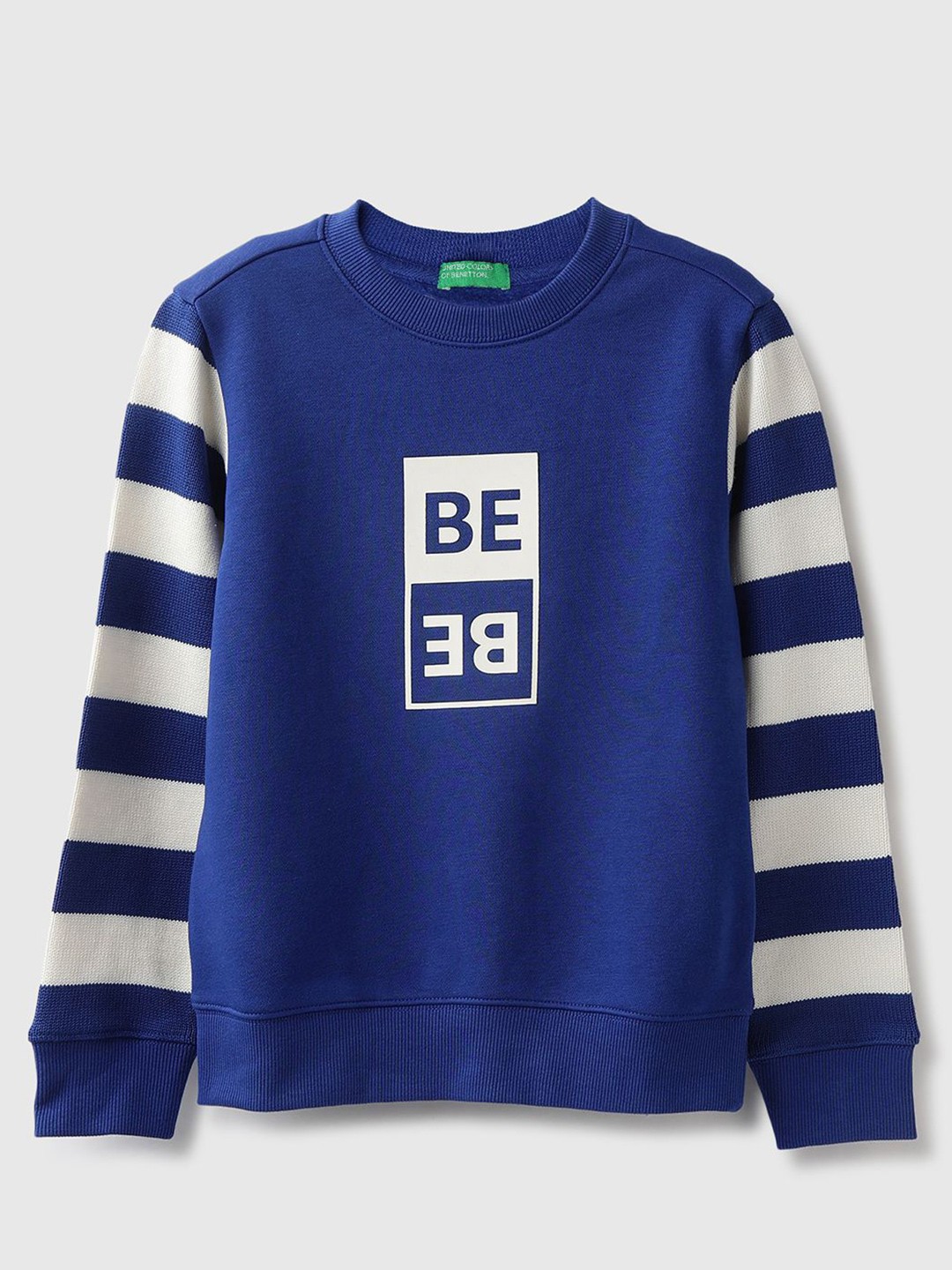 

United Colors of Benetton Boys Striped Cotton Sweatshirt, Blue