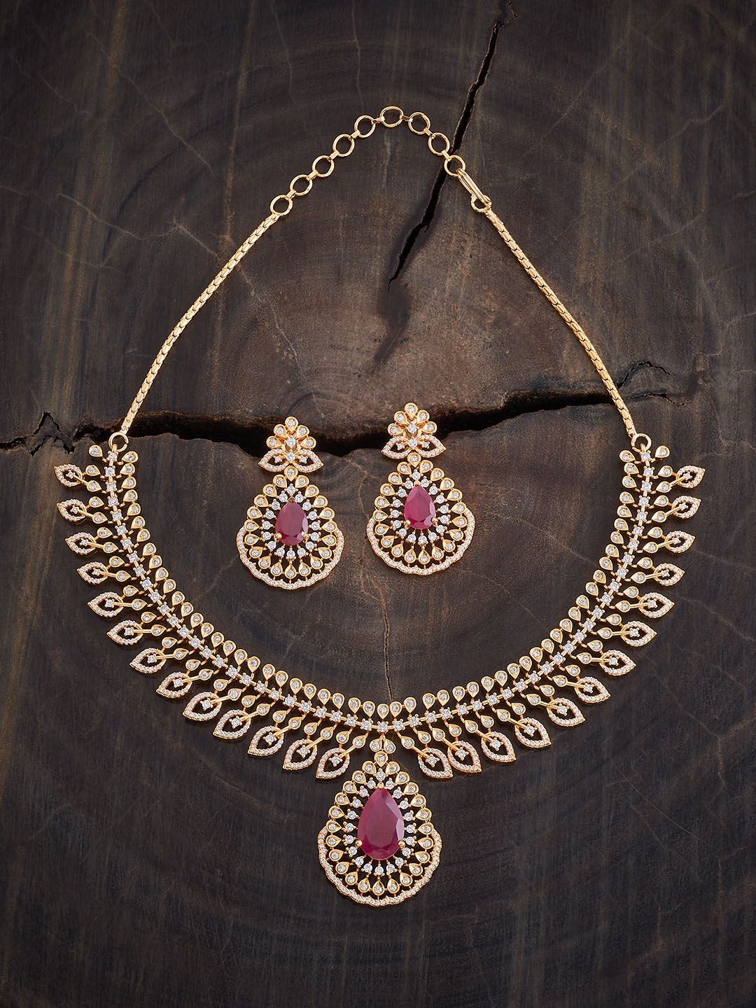 

Kushal's Fashion Jewellery Gold Plated Cubic Zirconia Stone Studded Jewellery Set