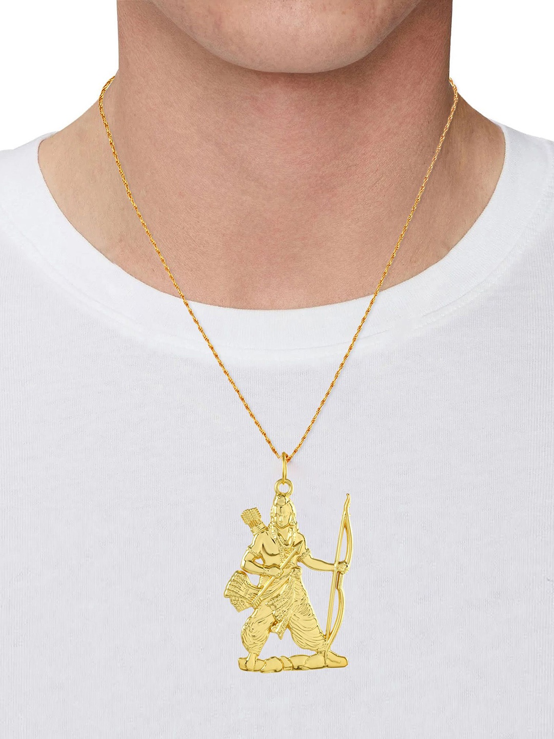 

MEMOIR Men Gold-Plated Bhagwan Shri Ram Contemporary Pendant