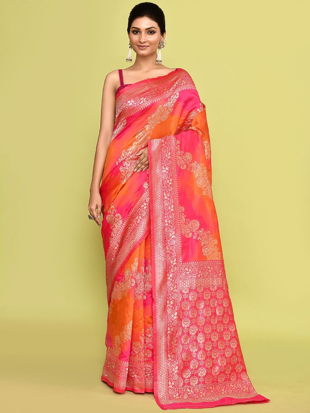 

Nazaakat by Samara Singh Woven Design Pure Silk Saree, Pink