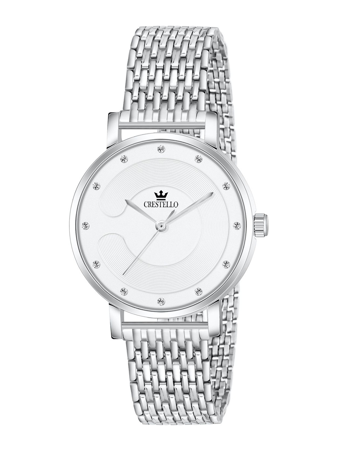 

CRESTELLO Women Dial & Stainless Steel Straps Analogue Watch CR-WT159-SLV-CH, Silver