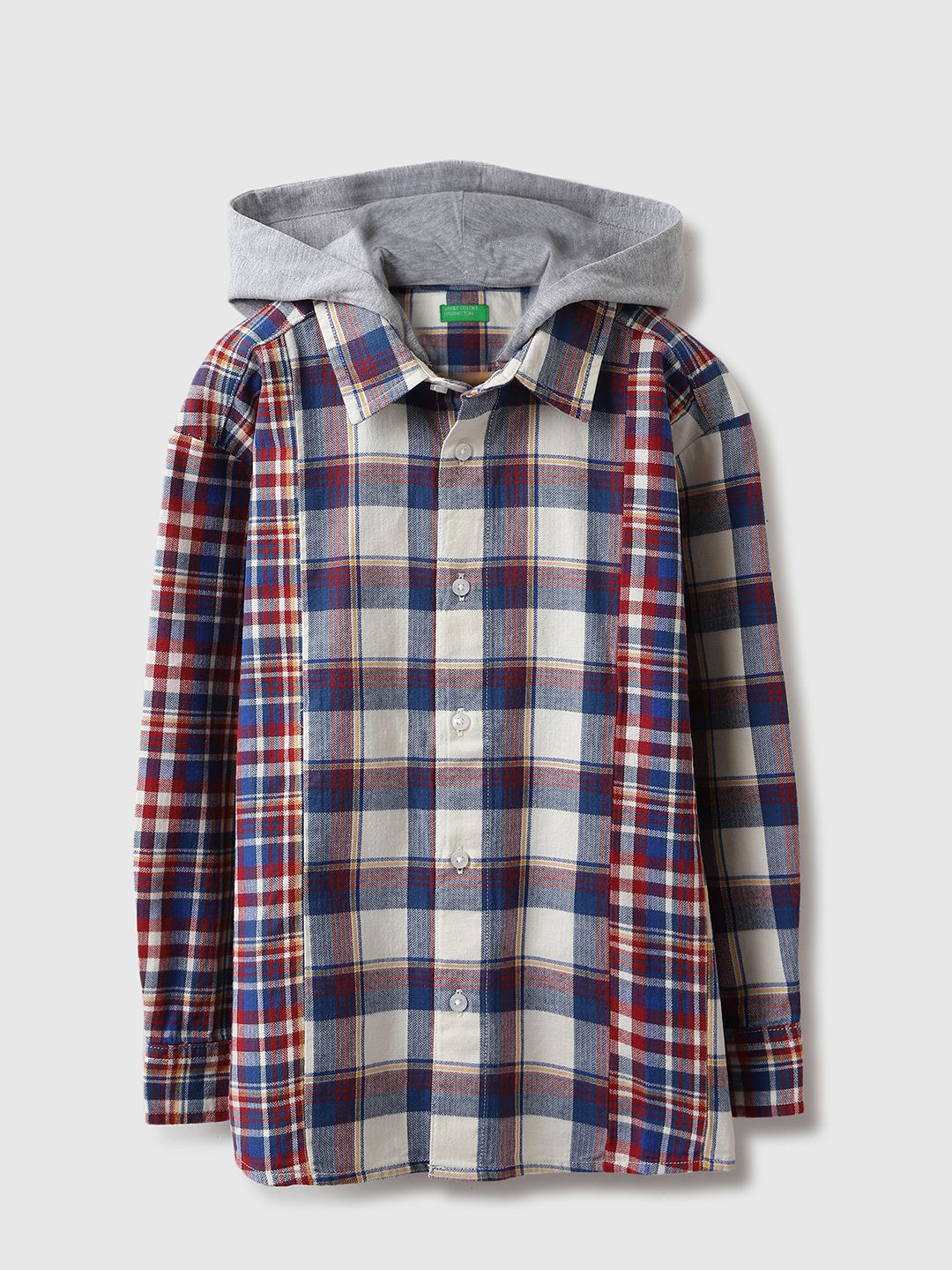 

United Colors of Benetton Boys Hood Checked Cotton Casual Shirt, Red