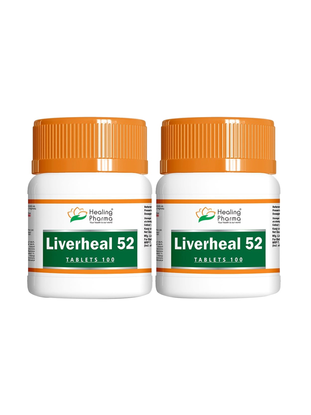 

Healing Pharma Set of 2 Liverheal 52 Tablets with Bhasma & Arjuna - 100 Tablets Each, White