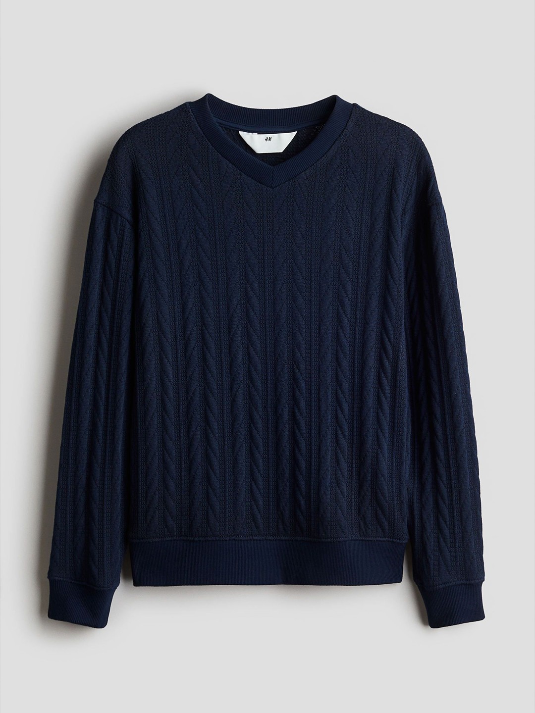 

H&M Boys Cable-Knit V-Neck Jumper, Blue