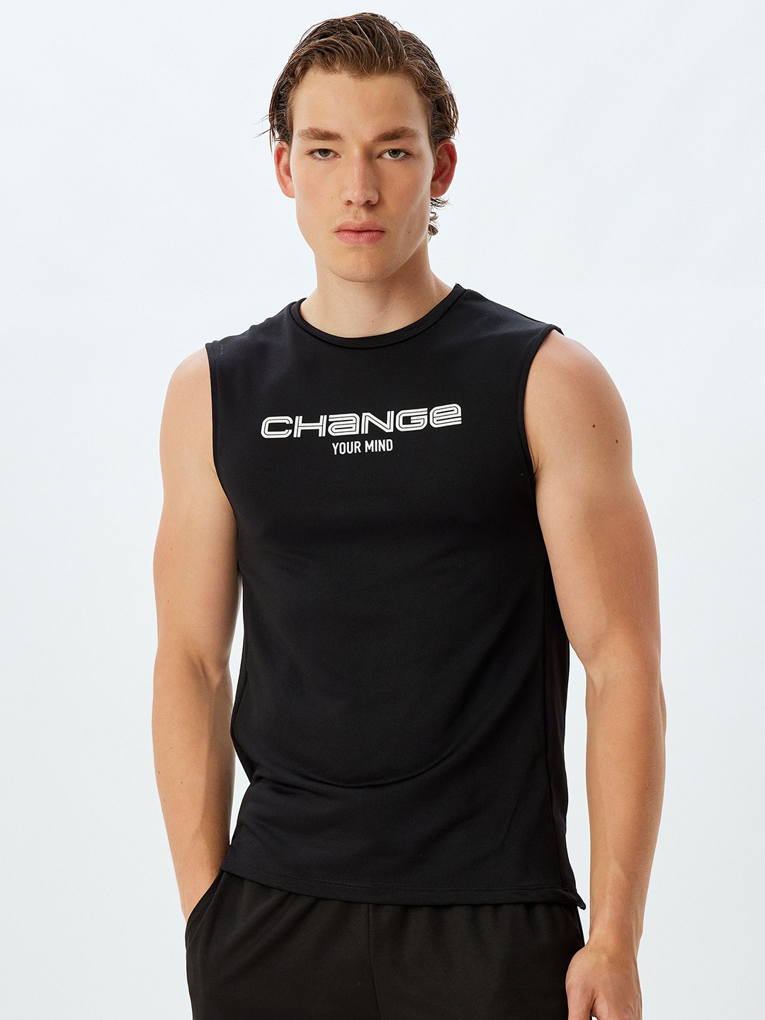 

Koton Men Typography Printed Round Neck T-shirt, Black