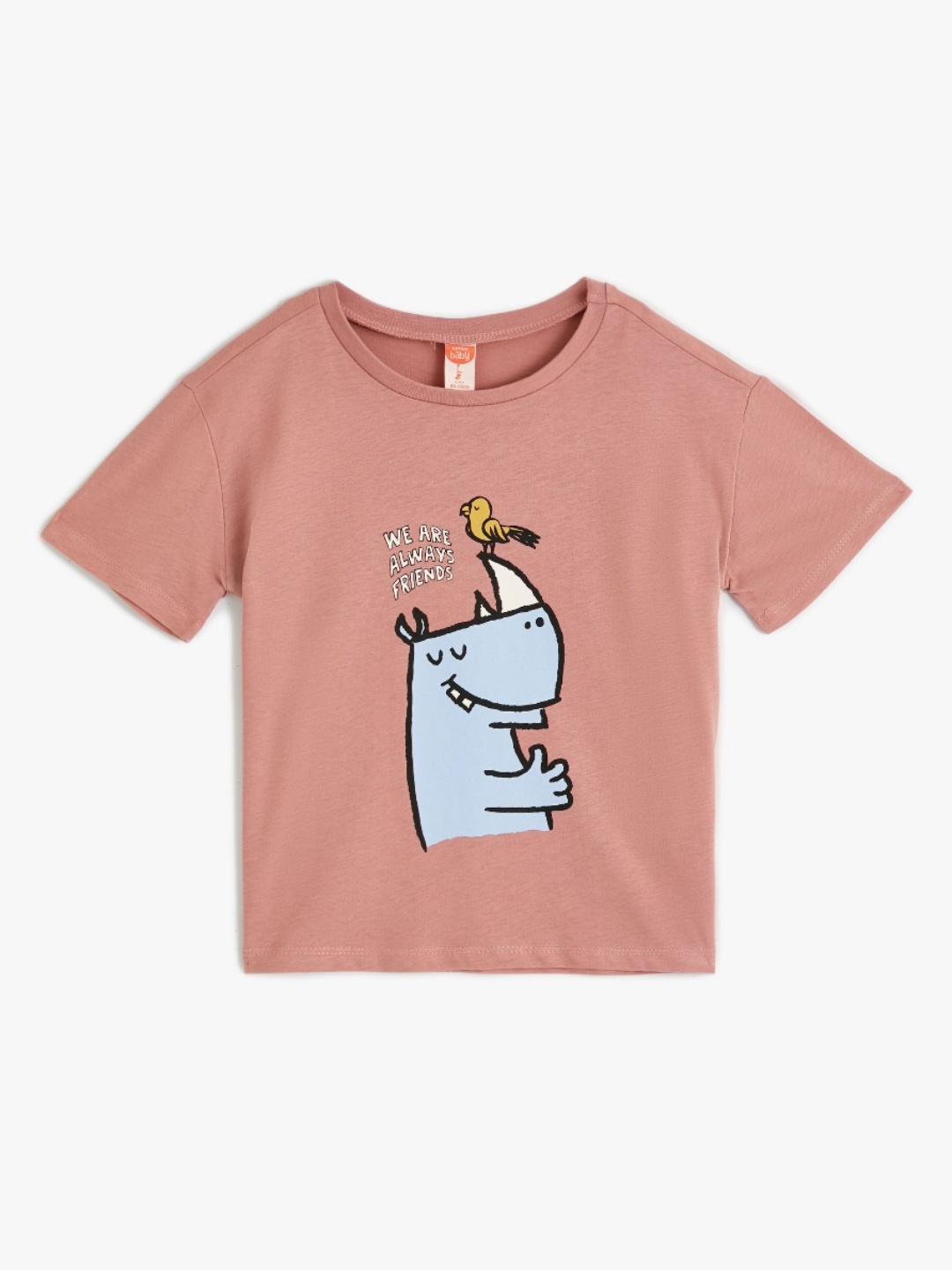 

Koton Boys Graphic Printed Round Neck T-shirt, Peach