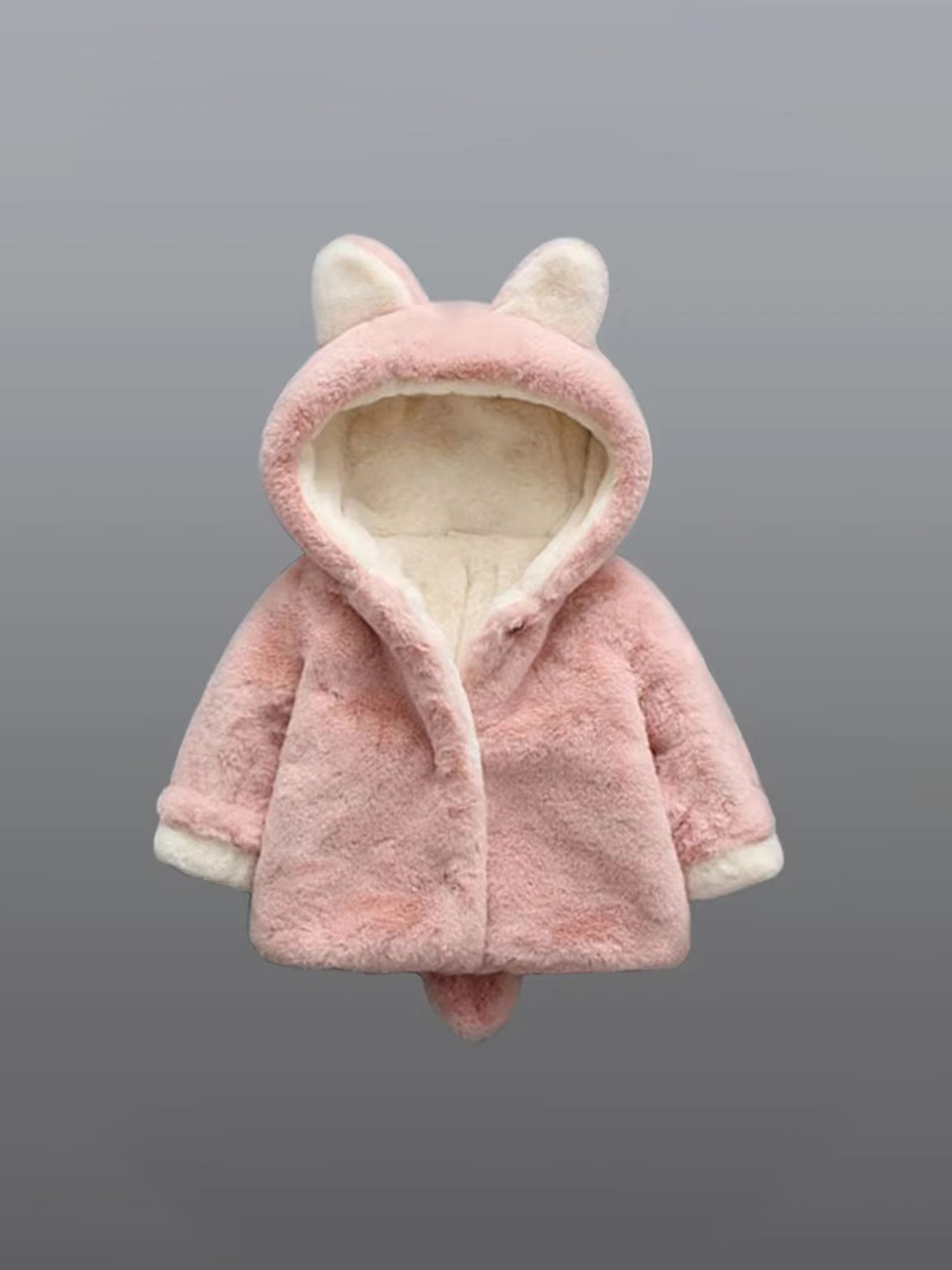 

Bold N Elegant Girls Hooded Self Design Casual Parka Jacket, Pink