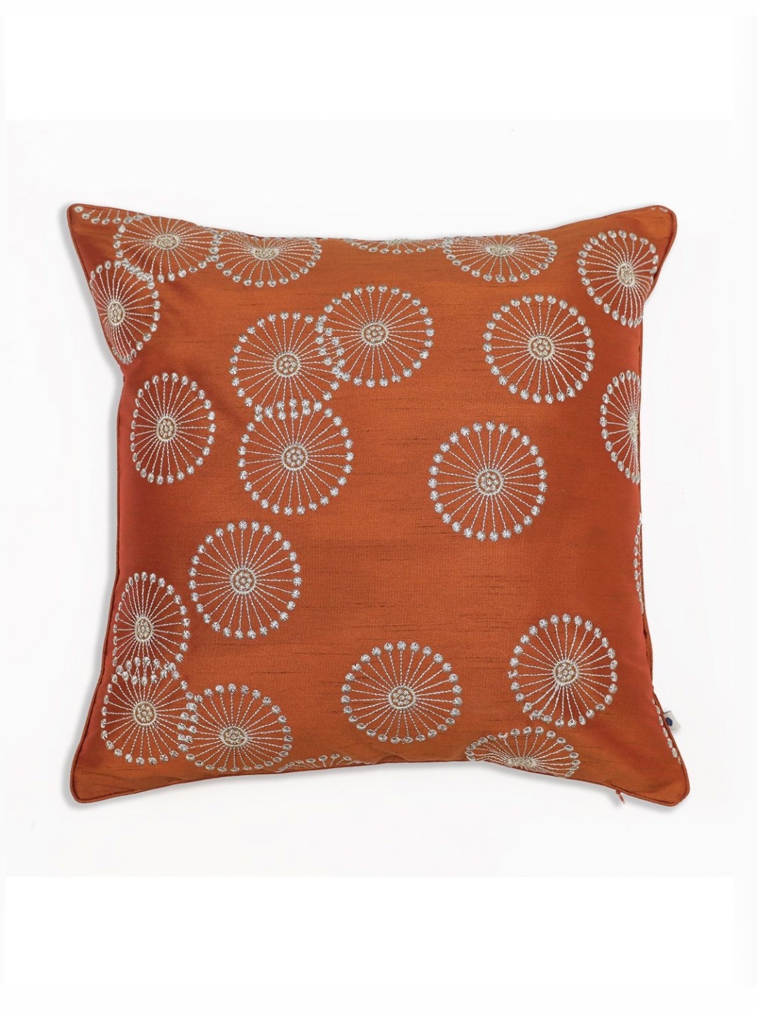 

ONSETHOMES jashn Orange & Gold-Toned Embroidered Silk Square Cushion Cover