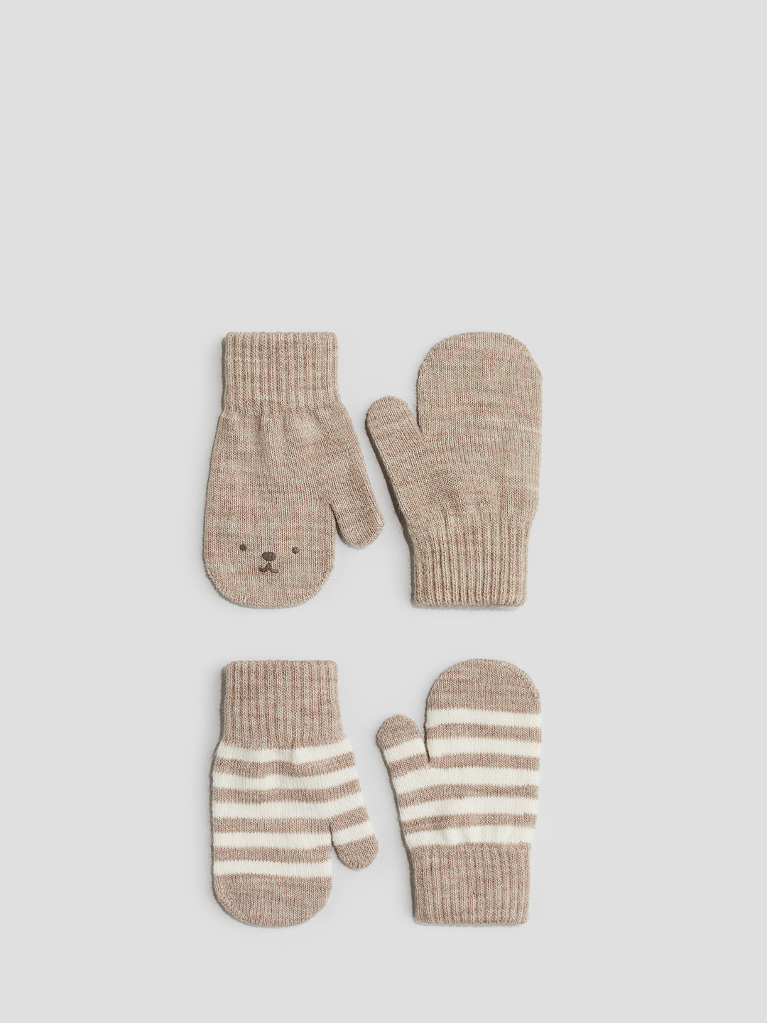 

H&M Boys 2-Pcs Mittens, Brown
