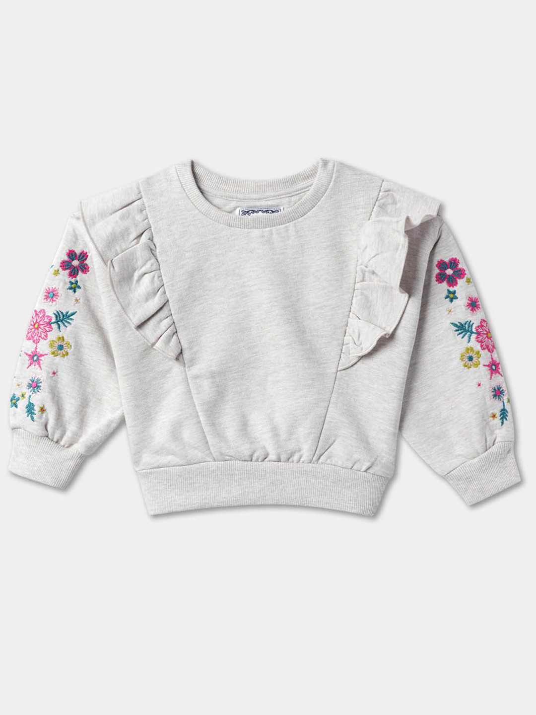 

R&B Girls Cotton Round Neck Sweatshirt, Grey