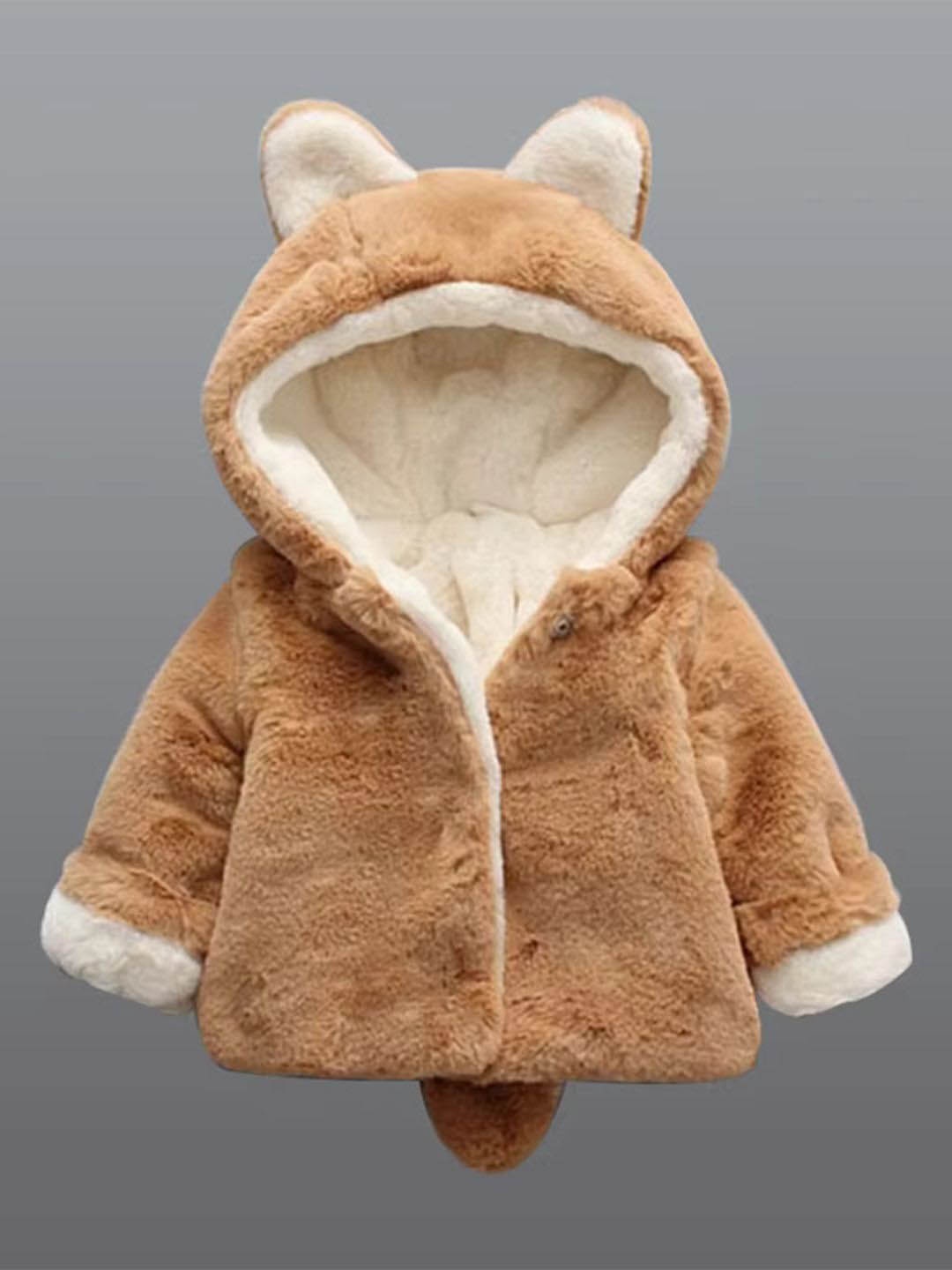 

Bold N Elegant Unisex Kids Hooded Self Design Casual Parka Jacket, Brown