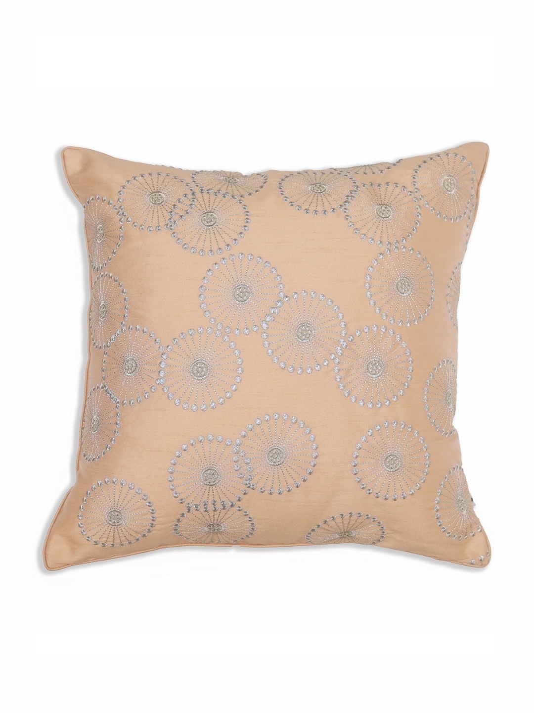 

ONSETHOMES jashn Beige and Grey Embroidered Silk Square Cushion Cover
