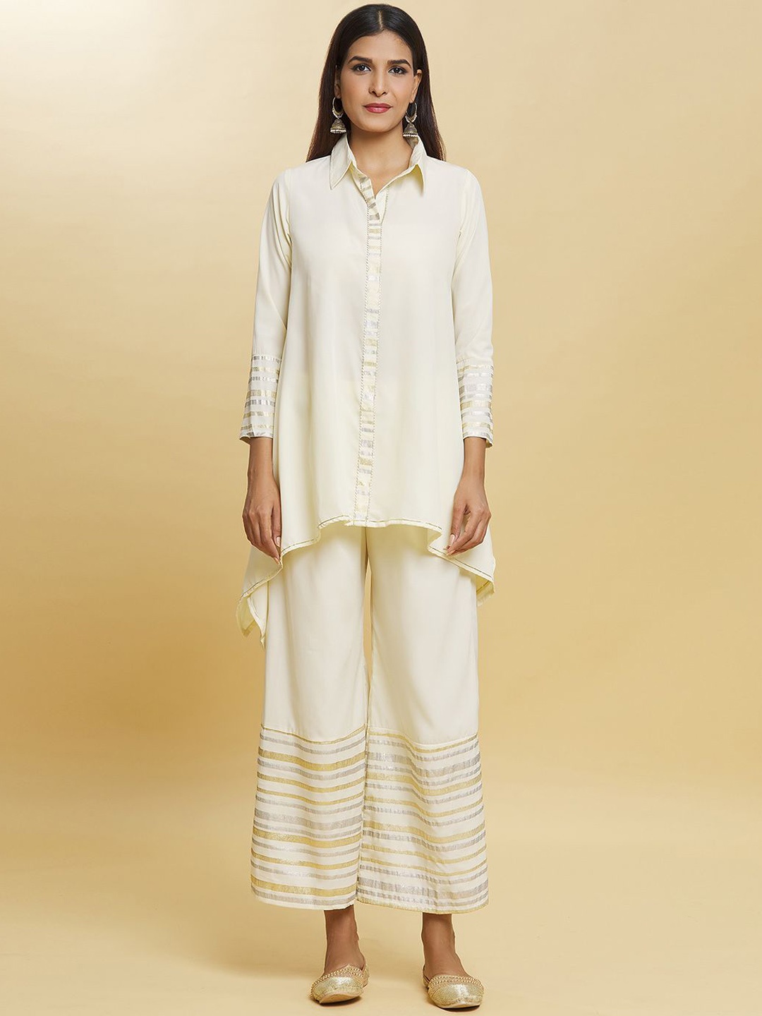 

Adara Khan Collared Shirt & Palazzo Co-Ords, Green