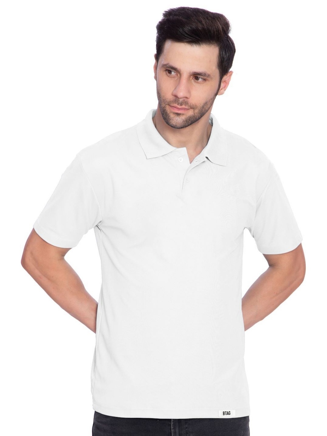 

BAESD Men Solid Polo Collar Cotton T-shirt, White