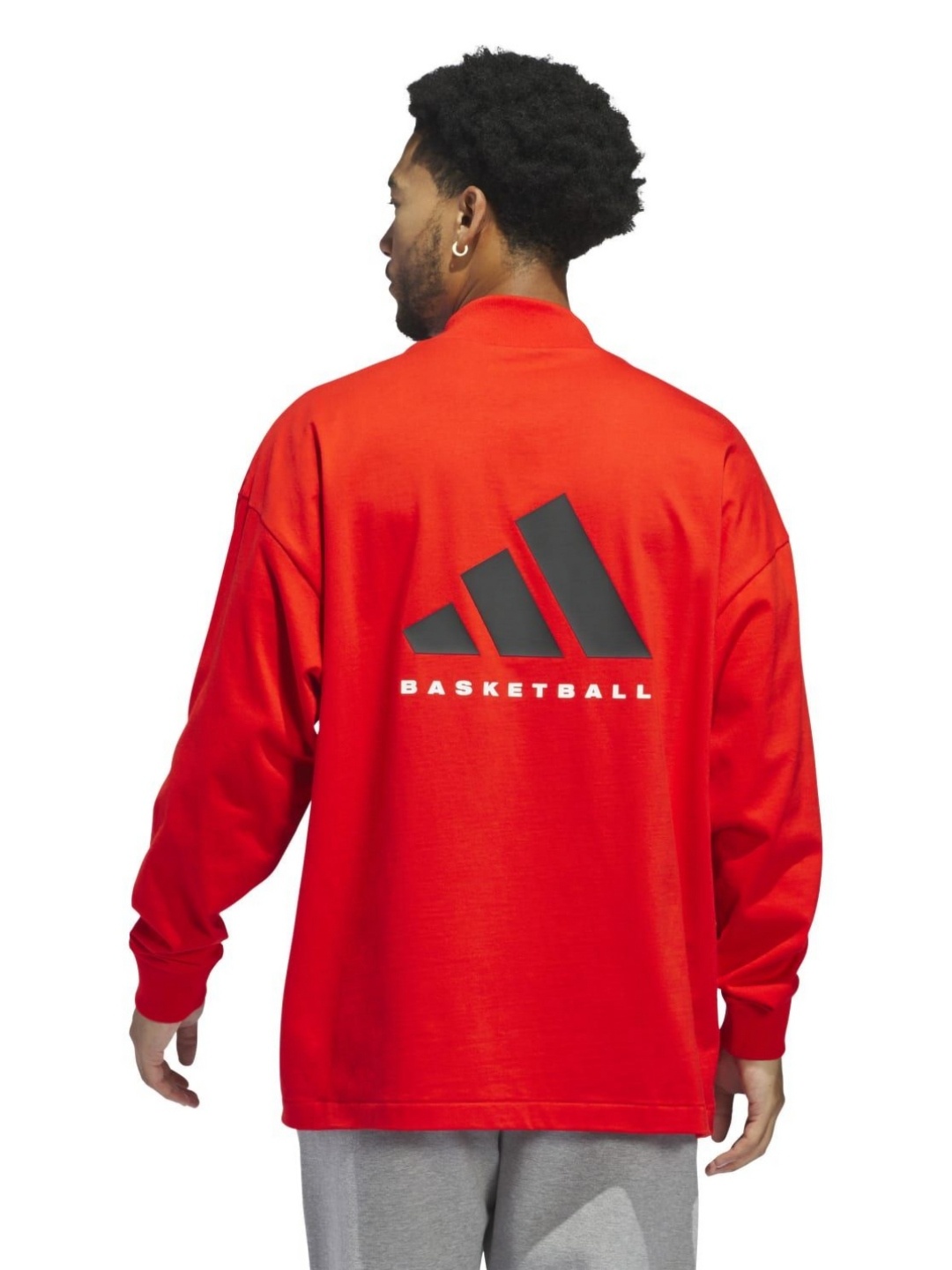 

ADIDAS Originals Unisex Typography Printed High Neck Cotton Relaxed Fit T-shirt, Red