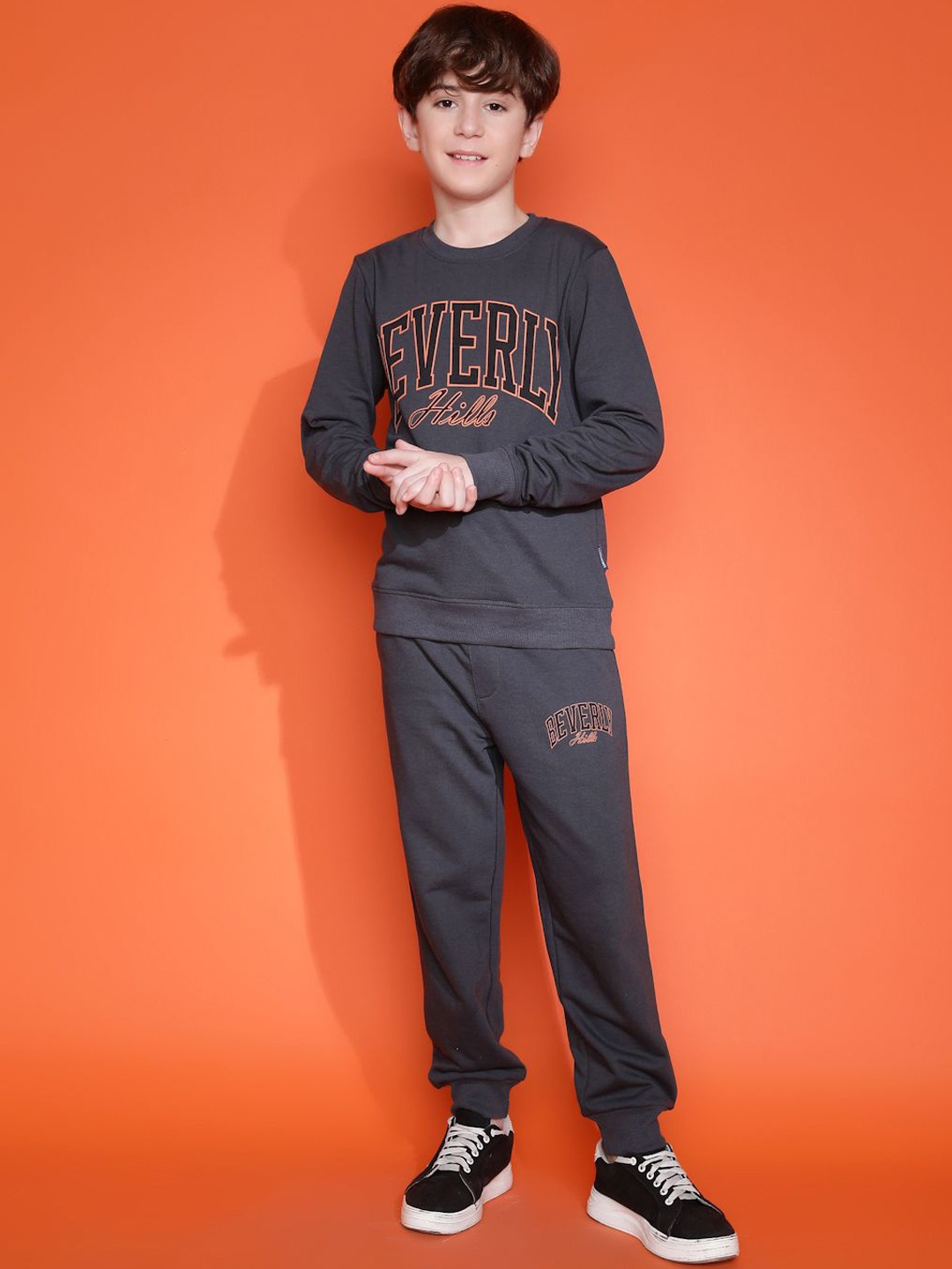 

Lil Tomatoes Boys Typography Printed Tracksuits, Charcoal