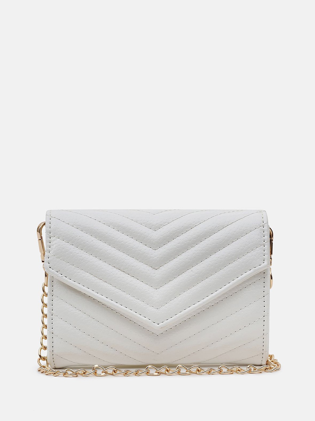 

Kazo Quilted Envelope Clutch with Detachable Strap, White