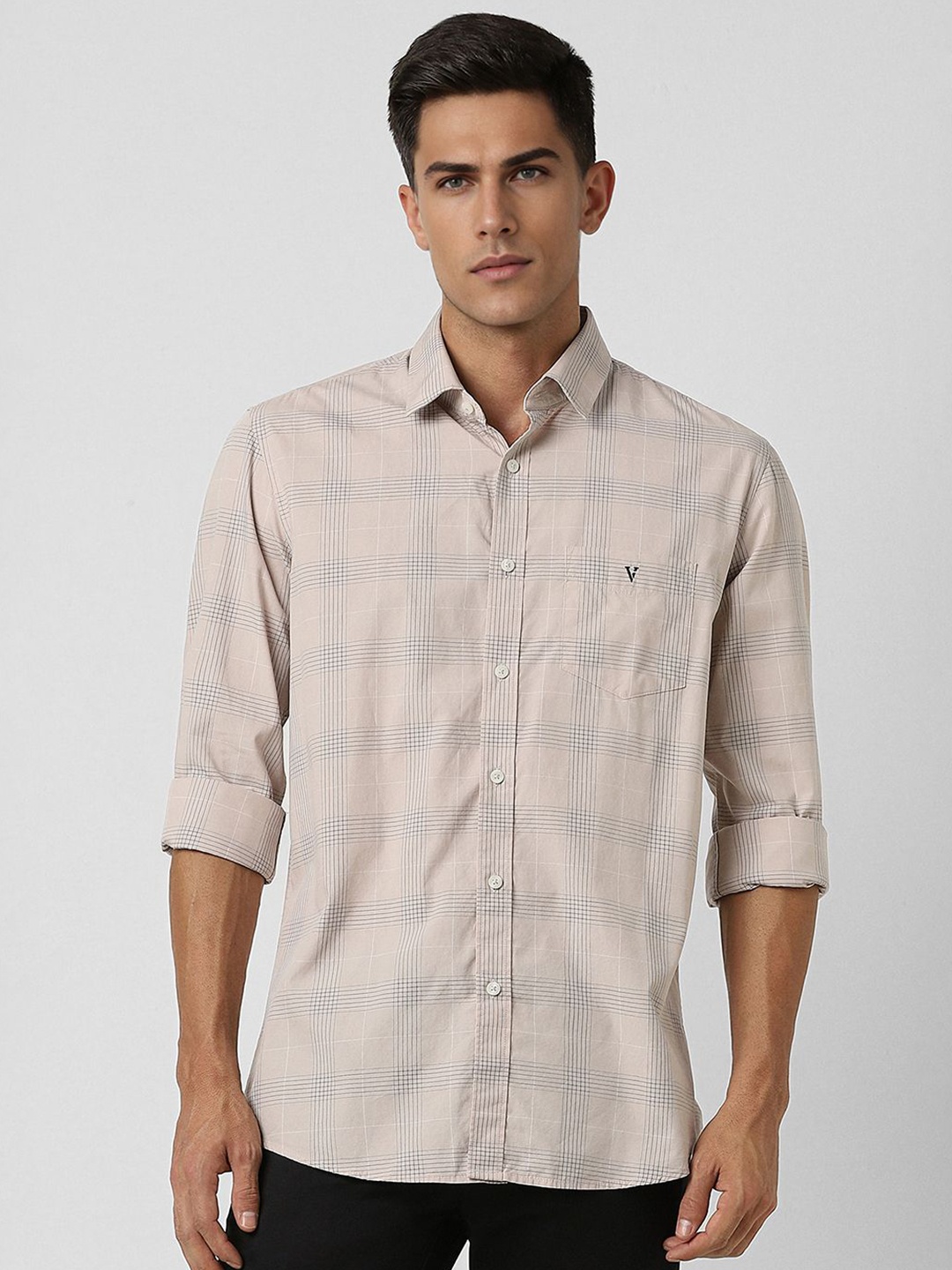 

Van Heusen Sport Men Slim Fit Opaque Checked Casual Shirt, Beige