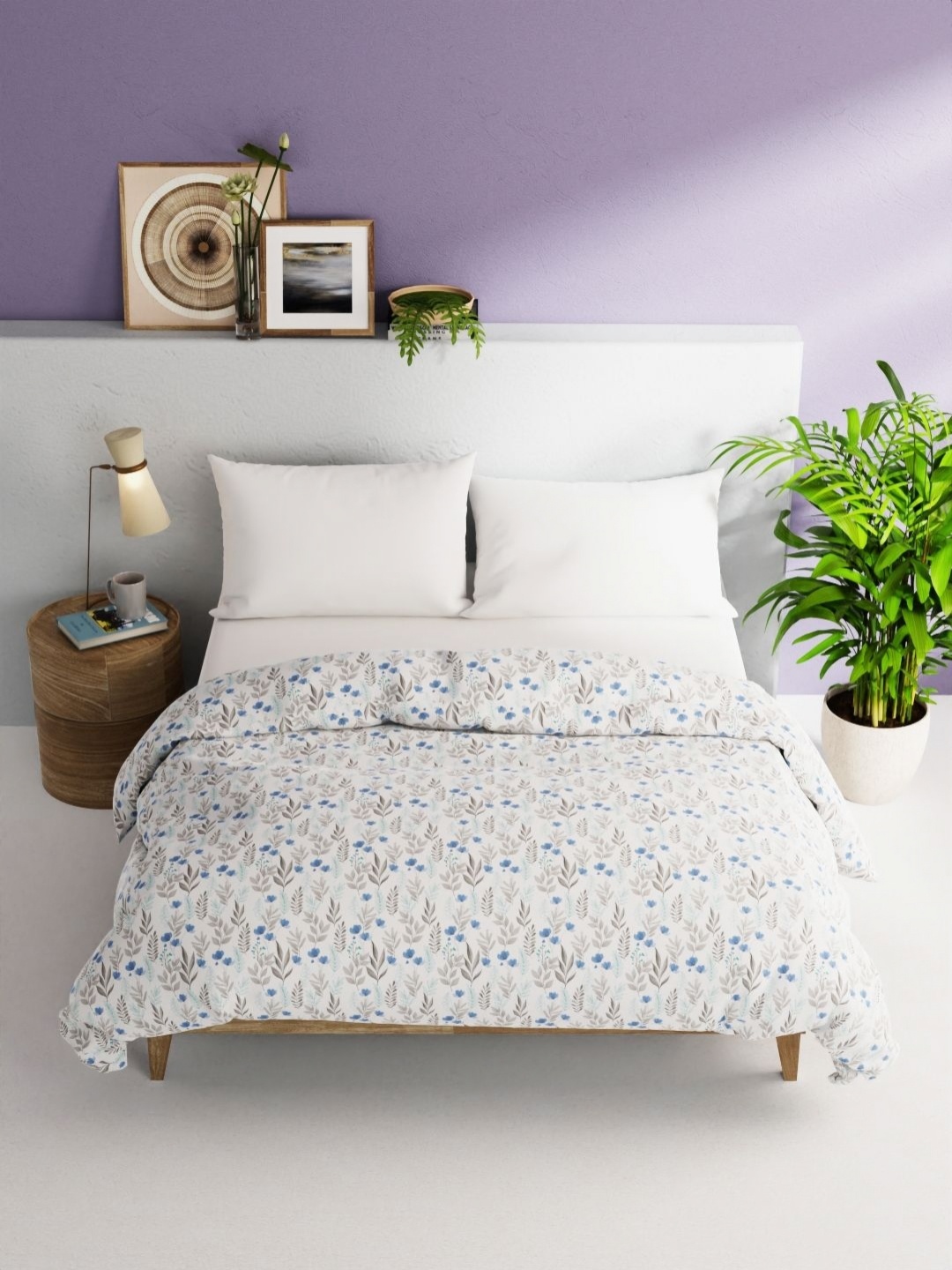 

BIANCA Blue & White Floral AC Room 150 GSM Pure Cotton Double Bed Comforter