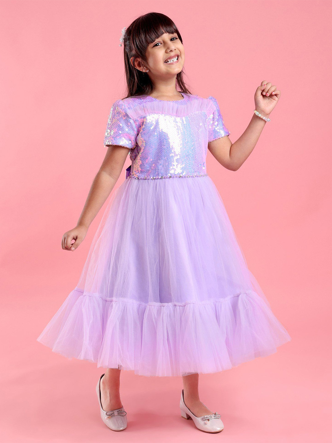 

Mark and Mia Girls Sequined Fit & Flare Midi Dress, Purple