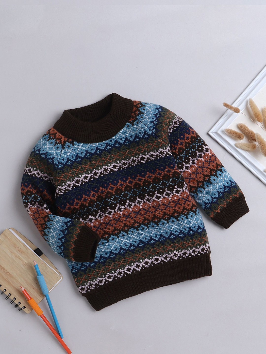 

Yellow Apple Boys Humour and Comic Woollen Sweater Vest, Brown
