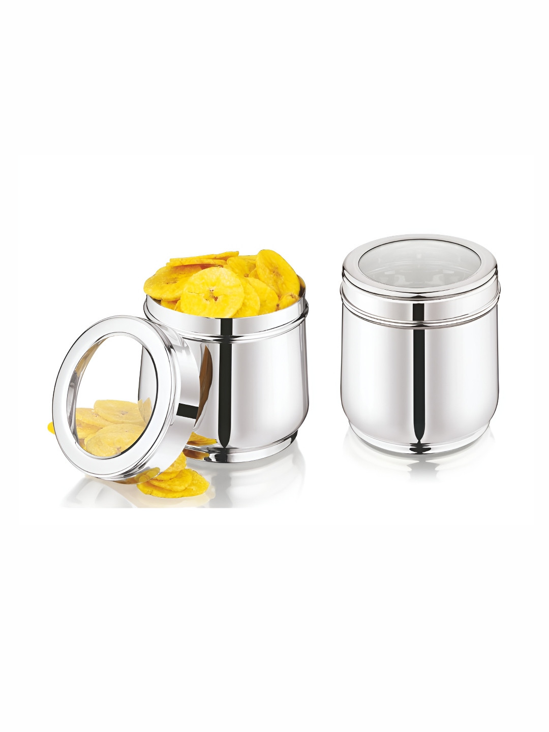 

MUKTI Stainless Steel Dishwasher Safe Canister Container With See Through Lid 1400ml, Silver