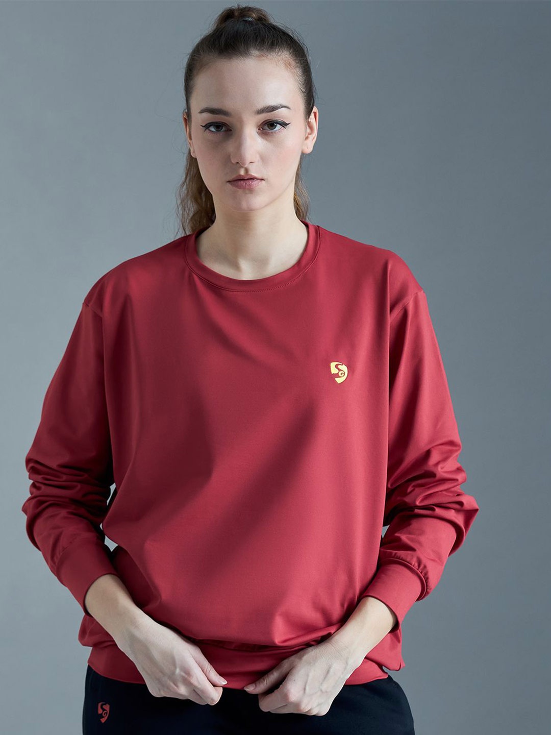 

SG Women Round Neck Long Sleeves Sweatshirt, Red