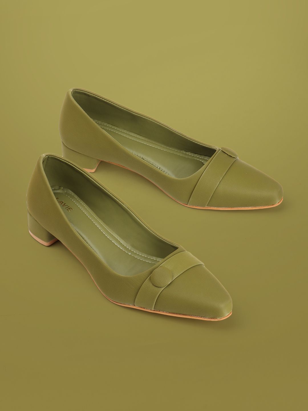 

Lavie Block Sandals with Buckles, Olive