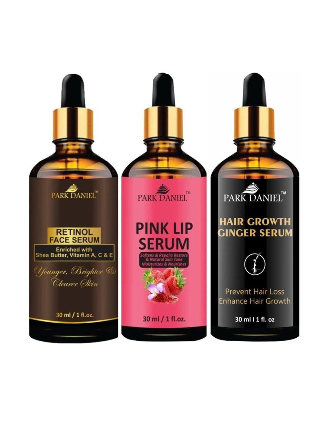 

Park Daniel Set Of 3 Skin & Hair Serum Combo - 30ml Each, Black