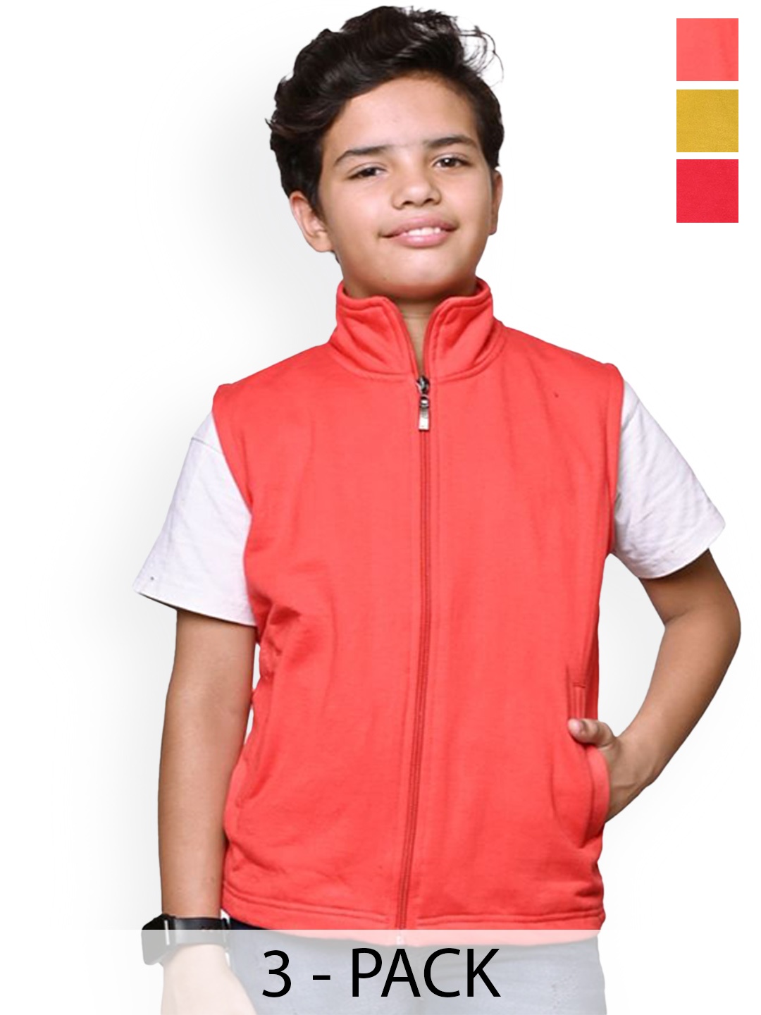 

BAESD Boys Pack Of 3 Mock Collar Solid Fleece Casual Bomber Jackets, Mustard